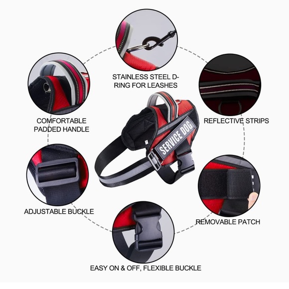 Service Therapy Dog Harness and Leash Set with removable Velcro patches - Picture 6 of 7